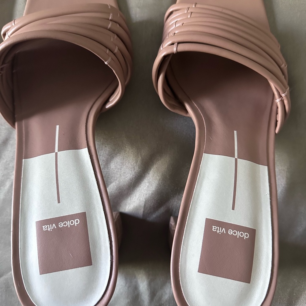 Dolce Vita Tan Mules with Pleated Strap